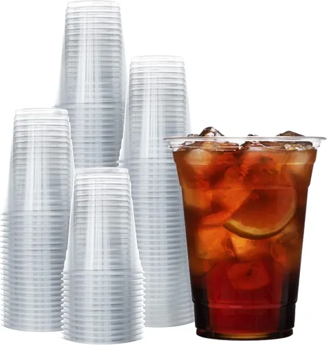 Miniatura 11 de Prestee 100 tazas de café helado desechables transparentes con tapas, 16 onzas, vasos de plástico con tapas sin pajilla, taza duradera