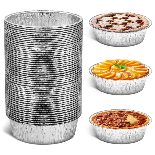 Miniatura 11 de Mini moldes para tartas de 2.9 pulgadas, paquete de 200 moldes desechables de papel de aluminio para tartas, duraderos y apilables, aptos