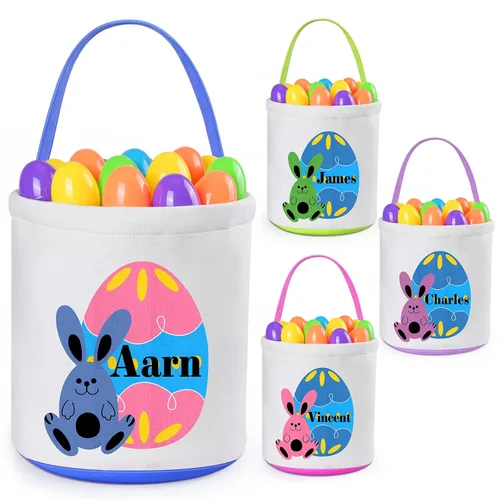 Miniatura 21 de Jocidea - Cesta de Pascua personalizada, paquete de 1 cestas de Pascua personalizadas para niñas y niños, cesta de Pascua personalizada para bebés