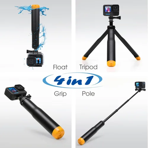 Miniatura 2 de SOONSUN Trípode flotante 4 en 1 para GoPro Hero 13 12 11 10 9 8 7 6 5 4 Session Max, AKASO, SJCAM cámara de acción, extensión impermeable monopie