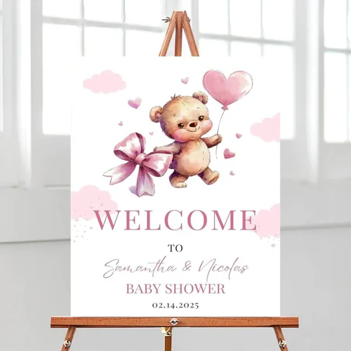 Miniatura 25 de Letrero de bienvenida editable de flores silvestres para baby shower, letrero de mariposa para baby shower, letrero con nombre personalizado