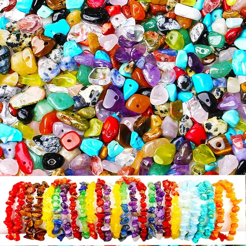 ZHIYUXI 400 cuentas para hacer joyas, cuentas multicolor de 0.197-0.315 in, piedras preciosas de piedra natural, cuentas sueltas irregulares a