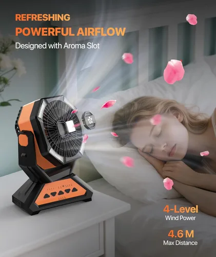 Miniatura 6 de Ventilador recargable portátil para tiendas de campaña, 20000 mAh, funciona con pilas, luces de campamento con gancho remoto, 4 temporizadores/4