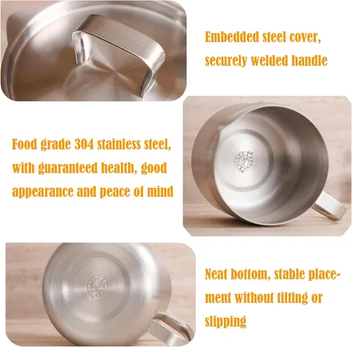 Miniatura 4 de Olla de filtro de aceite de acero inoxidable de 68 onzas con colador extraíble, protector de grasa de tocino, recipiente grande de aceite de cocina