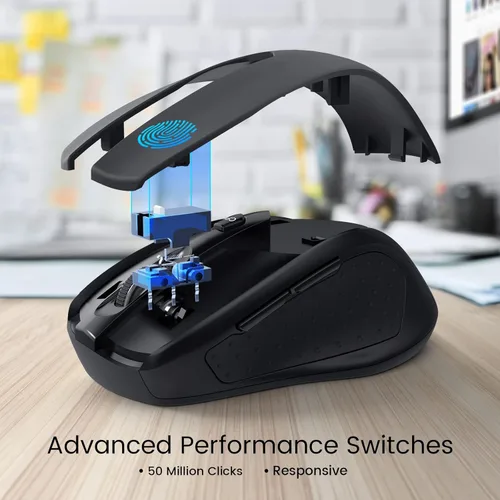 Miniatura 4 de HOTWEEMS Ratón inalámbrico, D-09 Ratón inalámbrico USB para laptop, Ergo Grips, Lightspeed 5 niveles 2400 DPI, batería de 16 meses, portátil