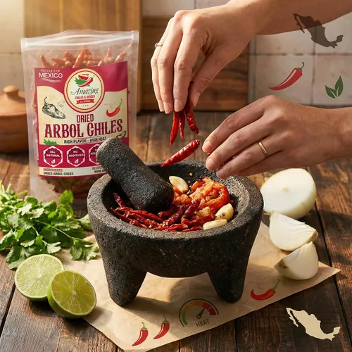 Miniatura 8 de Chile De Arbol 4oz - Chiles rojos enteros secos, premium totalmente naturales sin tallo, bolsa resellable. Usar en platos mexicanos, chinos