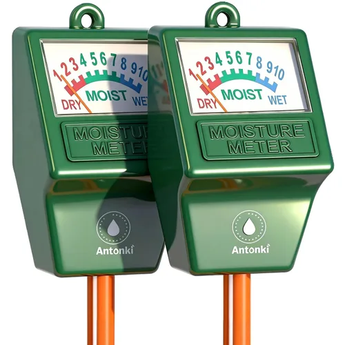 Antonki Paquete de 2 medidores de humedad del suelo, medidor de agua para plantas de jardinería, agricultura, probador de suelo, sensor higrómetro