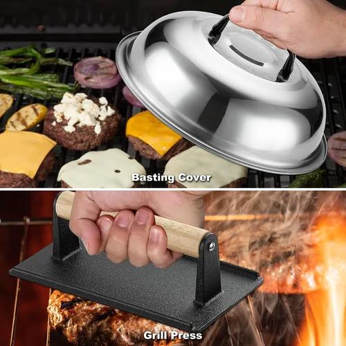 Miniatura 3 de ROMANTICIST Juego de 29 accesorios para plancha – Juego de espátula de teppanyaki con raspador, cubierta de hilvanado para chef de campamento