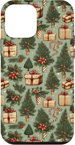 Miniatura 16 de Vintage Christmas Theme Holiday Trees, Presents, Teal, Bows Case for iPhone 17