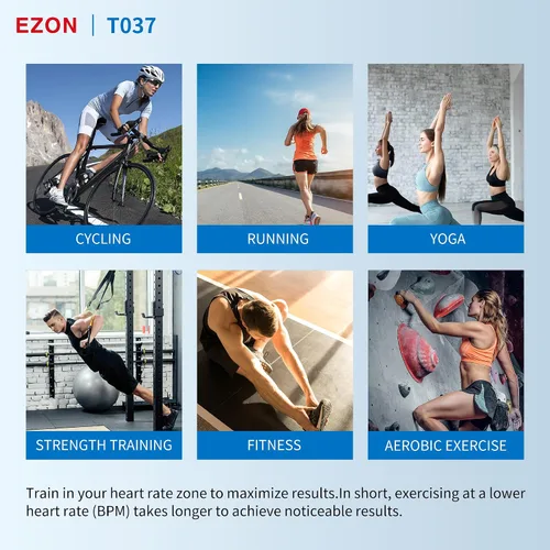 Miniatura 8 de EZON Monitor de frecuencia cardíaca con correa de pecho y reloj digital T037, 5ATM, impermeable, rastreador de actividad física con HRM, calorías