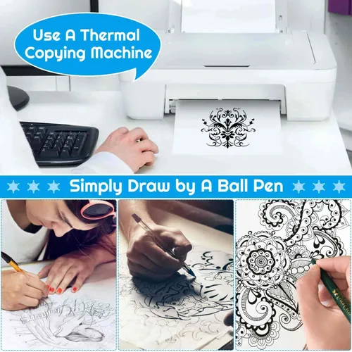 Miniatura 3 de 100 hojas de papel de transferencia de tatuajes, kit de plantillas de tatuaje 8 1/4 "x 11 3/4