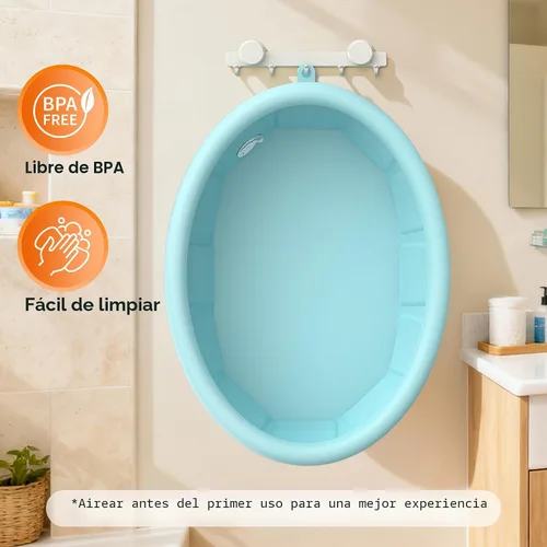 Miniatura 6 de Bañera para bebé con borde superior inflable, bañera infantil extra estable, plegable y portátil para la hora del baño del bebé, diseño sin
