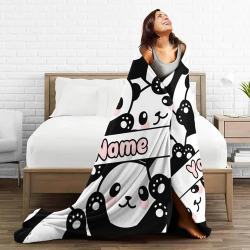 Miniatura 5 de Manta de panda para niños y niñas, con bonito diseño de panda impreso, manta para regazo de niños, silla, cálida y suave manta acogedora, 30 x 40