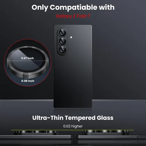 Miniatura 6 de WSKEN para Z Fold 7 Funda Protectora de Lente de Cámara - Ultra HD Antirreflejante Vidrio de Metal Templado Anti Arañazos Película Protectora