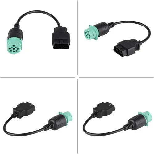 Miniatura 4 de OBD2 Adaptador de cable de diagnóstico de camión de 9 pines a 16 pines OBD-ii macho a hembra, herramienta de escaneo de diagnóstico para motor