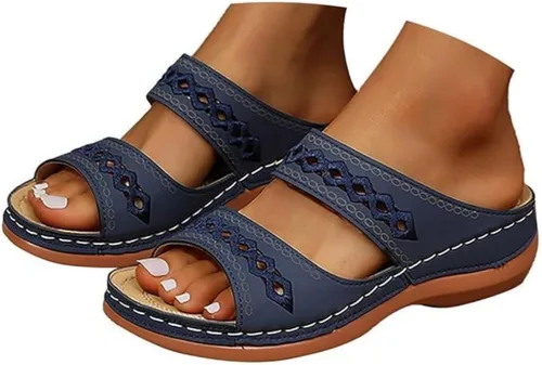 Miniatura 10 de Sandalias de verano elegantes para mujer, planas, bonitas, informales, para playa, cómodas, ortopédicas, sin cordones, sandalias ortopédicas