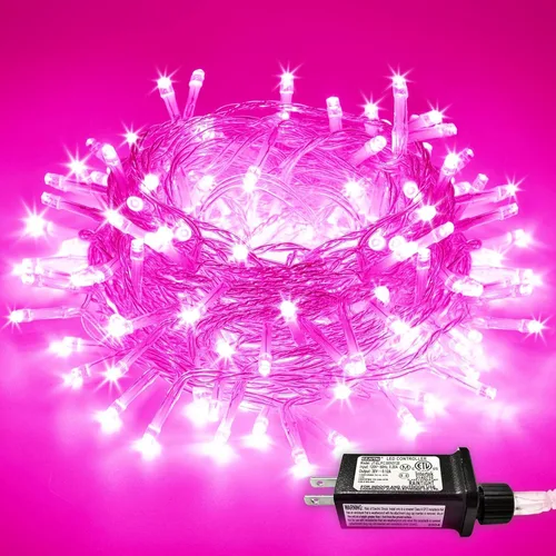 Miniatura 25 de QITONG Tira de luces rojas y verdes para exteriores, 165 pies, 500 luces LED de alambre transparente de Navidad para interiores, 8 modos de luz