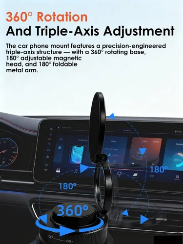Miniatura 3 de Soporte magnético para teléfono de coche al vacío con imanes fuertes, soporte ajustable de 360° para teléfono celular, soporte plegable Magsafe