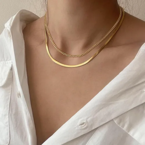 Miniatura 4 de Collar de espiga para mujer, delicado collar de oro, serpiente chapada en oro de 14 quilates, gargantilla de cadena de oro, collares simples