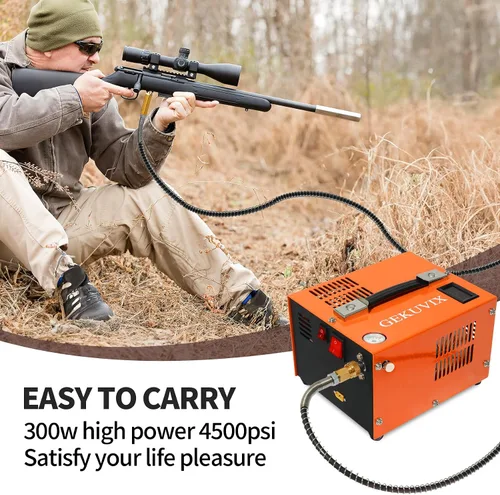 Miniatura 7 de Compresor de aire PCP portátil, 4500 PSI/30 MPa, libre de agua y aceite, 12 V CC/110 V CA de doble alimentación con convertidor de potencia, Naranja