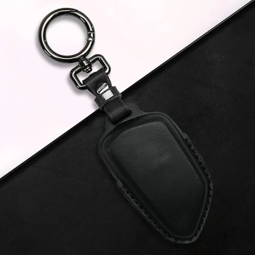Miniatura 5 de Tukellen Funda de cuero para llavero de Volkswagen compatible con VW MK8 Golf/GTI Skoda Octavia Protector remoto chaqueta entrada sin llave (negro)