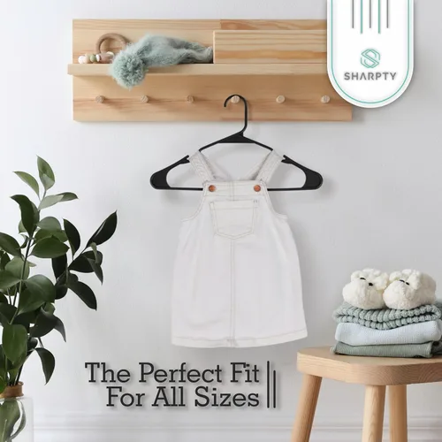 Miniatura 7 de Sharpty Perchas de Plástico Perchas para Ropa para Ropa, Armario, Abrigos y Camisas - Con Muescas, Duraderas, Gruesas, Resistentes y que Ahorran