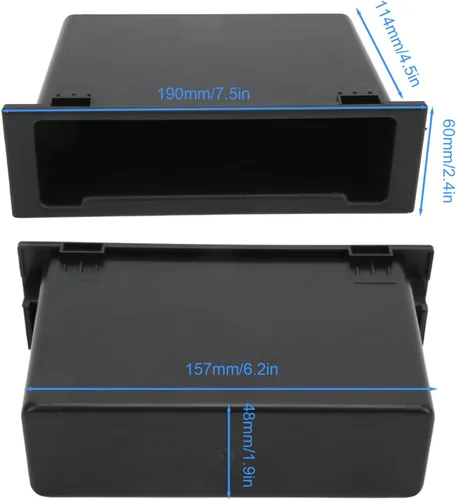 Miniatura 5 de Caja de almacenamiento de radio de audio estéreo para automóvil, organizador de tablero de instrumentos 1DIN, ABS negro, bolsillo de repuesto