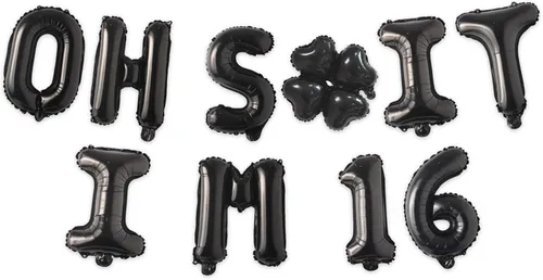Miniatura 36 de Globos de látex de 16 pulgadas con texto en inglés "Oh I'm 14" Black Hallo Fourteen Cheers to 14 Years Old Theme Decor for Man Woman Happy 14th