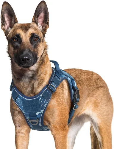 Miniatura 59 de rabbitgoo - Arnés para perros pequeño sin tirones, chaleco táctico de servicio con Molle y asa de control, arnés militar ajustable y reflectante