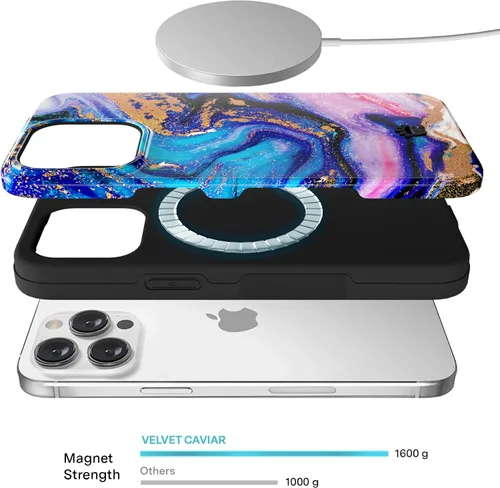 Miniatura 4 de VELVET CAVIAR Funda para iPhone 15 Pro, compatible con MagSafe, probada en caídas de 10 pies, con purpurina Galaxy Purpurina (Galaxy glitter)