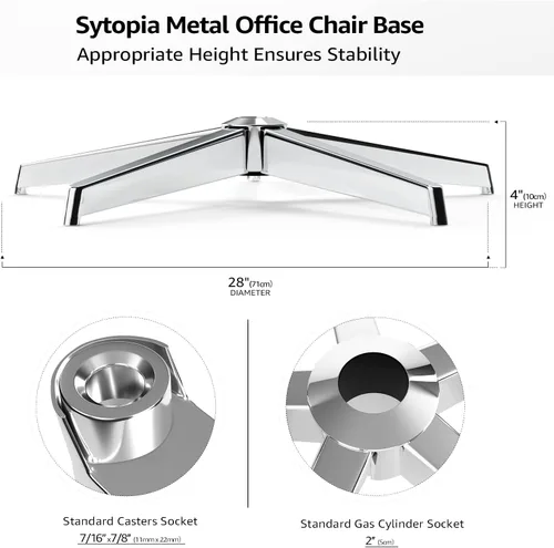 Miniatura 3 de Sytopia Base para silla de oficina, 28 pulgadas, repuesto de base de silla de escritorio con patas de metal reforzadas (2300 libras), parte inferior