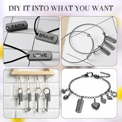 Miniatura 2 de Hicarer Colgantes de Amuletos Motivacionales con Palabras Grabadas, Accesorios para Hacer Joyería DIY para Collares, Pulseras, Llaveros
