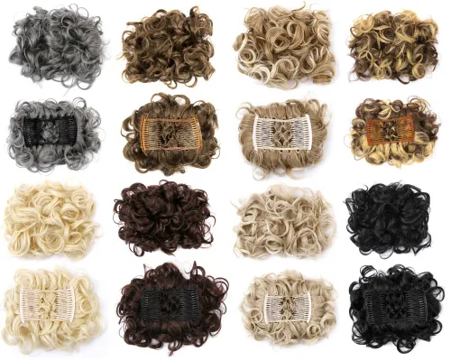 Miniatura 5 de Extensión de moño de pelo corto y desordenado, fácil de estirar, peinetas de pelo con clip, coletero, bandeja para chignon, pieza de cabello