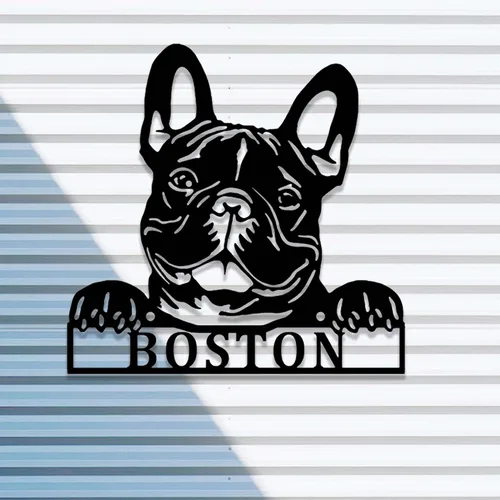 Miniatura 8 de Letrero personalizado de bulldog francés – Letrero personalizado para perro, arte de pared de metal, regalo conmemorativo para amantes