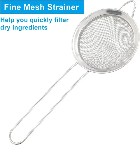 Miniatura 5 de Piutouyar Coladores de malla fina de 3.1 in/3.15 pulgadas, coladores de cocina de acero inoxidable, colador de malla fina de alta resistencia
