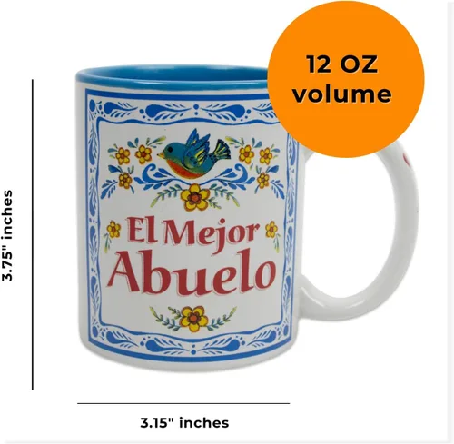 Miniatura 5 de Taza El Mejor Abuelo – Regalos únicos de Abuelo en español – Taza de cerámica duradera de 12 onzas con esmalte azul – Taza para el mejor abuelo