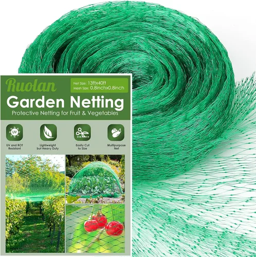 Miniatura 8 de Ruolan Red para pájaros para jardín, protege plantas vegetales y árboles frutales, 13 x 20 pies, red de plástico para pájaros, ciervos, ardillas