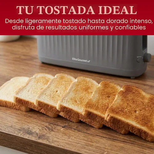 Miniatura 7 de Elite Gourmet ECT2517C SLIMTOAST™ Tostadora de 2 rebanadas, ranura larga, cuerpo de enfriamiento táctil, 6 ajustes de tostada y función