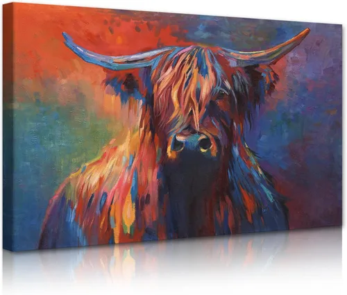 Miniatura 16 de Póster moderno de pared de vaca de las tierras altas, póster impreso en lienzo alpino desierto, decoración de pared de animales para sala de estar