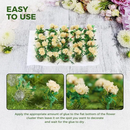 Miniatura 4 de Yetaha 40 unidades de racimos de flores, grupos de vegetación, mechones de hierba, modelo estático premium hecho a mano, arbustos en miniatura