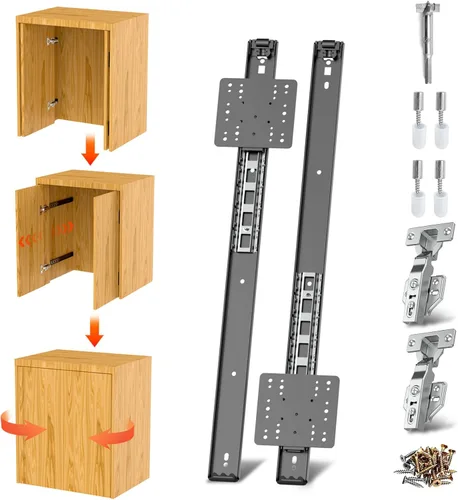 Miniatura 17 de Rieles para Puertas Corredizas de Bolsillo, Riel para Puerta Corrediza de Bolsillo para Gabinete, Bisagra para Puerta de Bolsillo, Herrajes