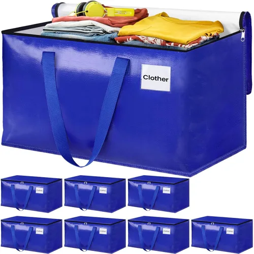 Miniatura 16 de Bolsas de mudanza extra grandes, bolsas de almacenamiento con asas de estudio y cremalleras resistentes, suministros de mudanza para mudanza
