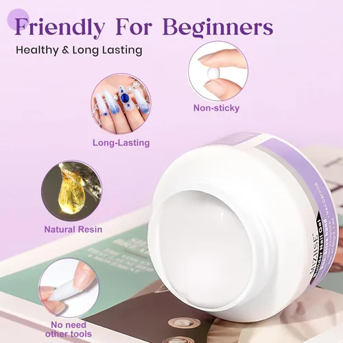 Miniatura 8 de MIZHSE Gel de Construcción Sólido para Uñas, 60g Gel 3D Blanco para Escultura de Uñas, No Pegajoso, Talla Dura, Extensión, Removible en UV LED