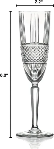 Miniatura 3 de Barski Flauta de tostado, champán, flautas, juego de 6 vasos de cristal de flauta, copas de brindis de boda, vidrio con diseño de borde grueso, 6