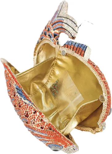 Miniatura 6 de Boutique De FGG Bolsos de mano con diamantes de imitación de pescado para mujer, bolsos formales de noche, bolso de graduación, boda, fiesta, bolsa
