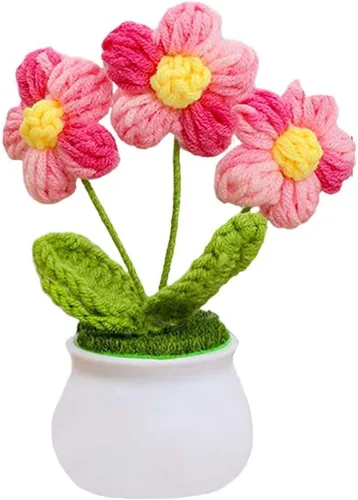 Flores de ganchillo lindas flores para mujeres, flores de punto, regalo para amigos, madre, compañeros de trabajo, San Valentín, graduación, Rosa