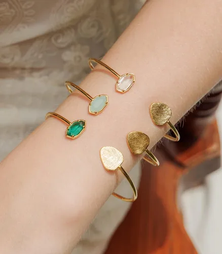 Miniatura 38 de OZEL - Pulseras para mujer, chapados en oro real de 18 quilates, pulseras de oro de cristal colorido para regalos