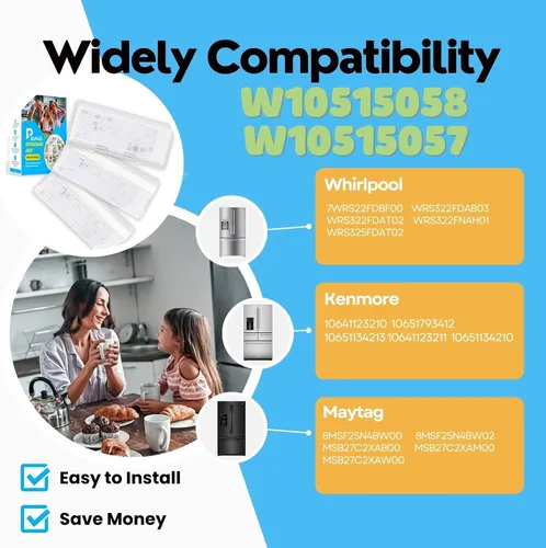 Miniatura 4 de Repuesto de luz LED para refrigerador W10515058 W10515057 compatible con Whirlpool Kenmore Maytag, WPW10515058, W10522611, W10465957, AP6022534