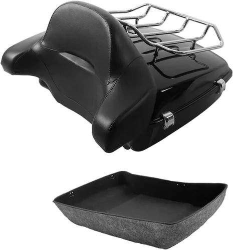 Miniatura 6 de TCT-MOTORPARTS Maletero y respaldo negro mate cortado para Harley Touring Electra Street CVO Road King Glide 2014-2025