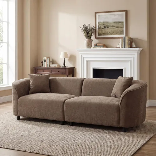 Miniatura 11 de Sofá de asiento profundo moderno de 3 plazas con patas de madera de abedul, sofá de cuero de 80.25 pulgadas, sofá tapizado suave para sala de estar